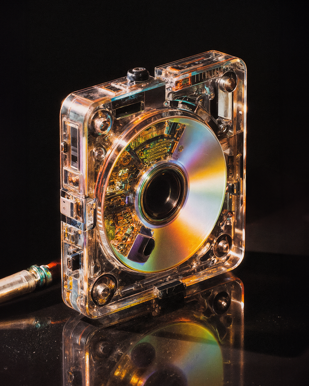 enhanced_a_retro-futuristic_transparent_rainbow_floppy_disk_machine_hyperrealistic_intricate_circuits_camera_8fjrxfsqgic4p0g1wcu1_0